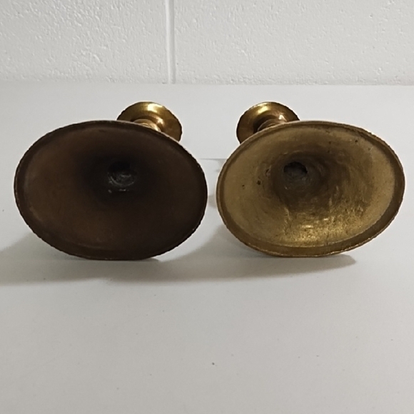 2 Matching Solid Brass Candle Holders Sticks Vintage 6.5" tall - Picture 6 of 10